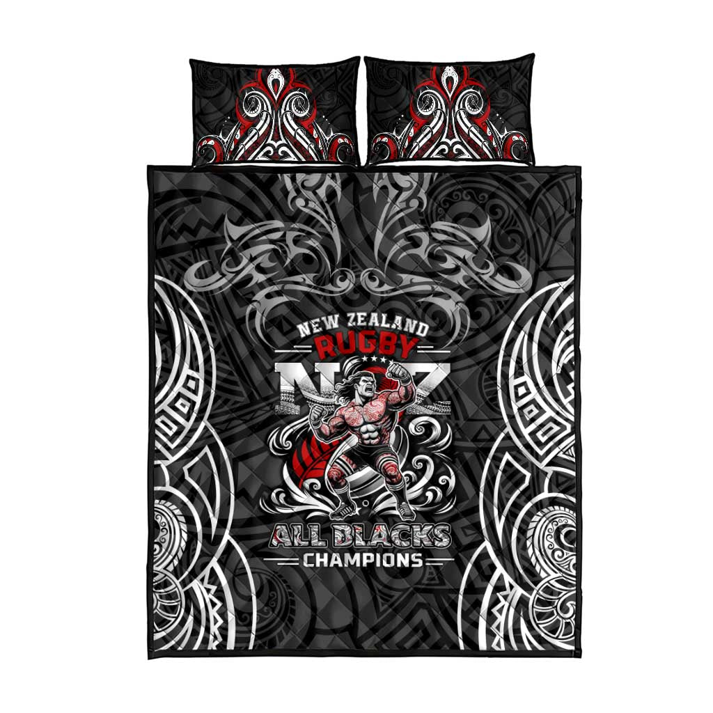 All Black NZL Rugby Champions Quilt Bed Set Maori Warrior DT02 - Polynesian Pride