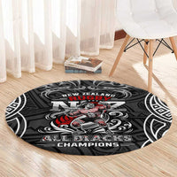 All Black NZL Rugby Champions Round Carpet Maori Warrior DT02 - Polynesian Pride