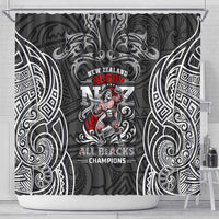 All Black NZL Rugby Champions Shower Curtain Maori Warrior DT02 - Polynesian Pride