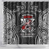 All Black NZL Rugby Champions Shower Curtain Maori Warrior DT02 - Polynesian Pride