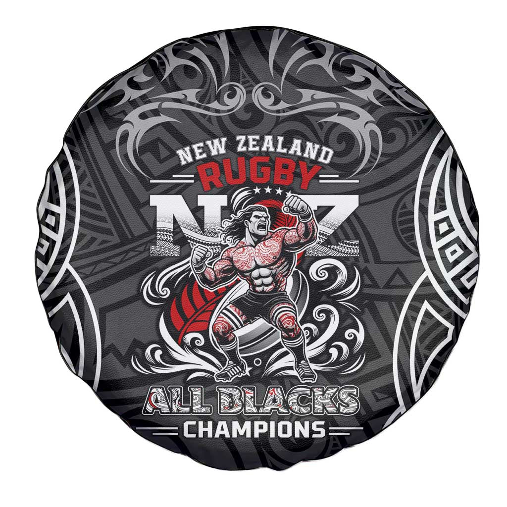 All Black NZL Rugby Champions Spare Tire Cover Maori Warrior DT02 - Polynesian Pride