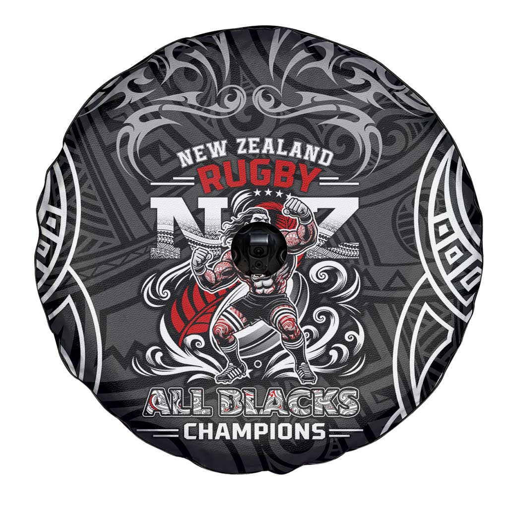 All Black NZL Rugby Champions Spare Tire Cover Maori Warrior DT02 - Polynesian Pride