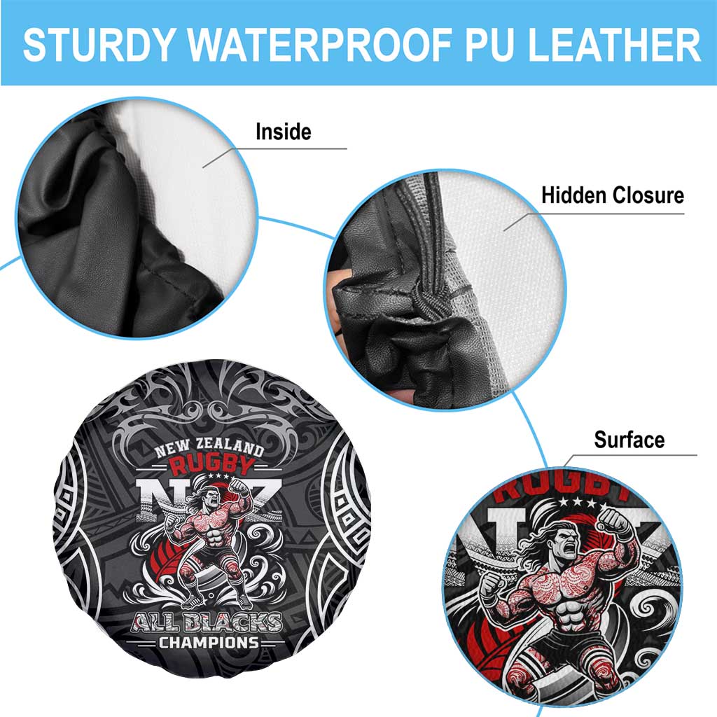 All Black NZL Rugby Champions Spare Tire Cover Maori Warrior DT02 - Polynesian Pride