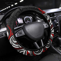 All Black NZL Rugby Champions Steering Wheel Cover Maori Warrior DT02 Universal Fit Black - Polynesian Pride