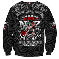 All Black NZL Rugby Champions Sweatshirt Maori Warrior DT02 - Polynesian Pride