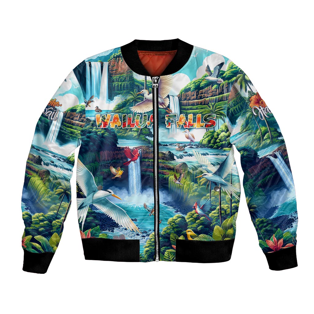 Wailua Falls Hawaii Bomber Jacket Kauai Natural Beauty DT02 Unisex Art - Polynesian Pride
