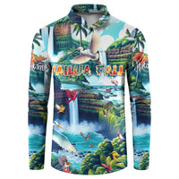 Wailua Falls Hawaii Button Sweatshirt Kauai Natural Beauty DT02 Art - Polynesian Pride