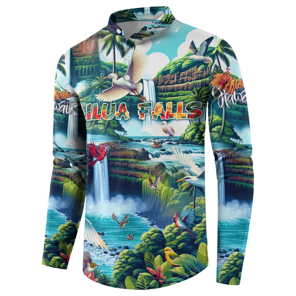 Wailua Falls Hawaii Button Sweatshirt Kauai Natural Beauty DT02 - Polynesian Pride