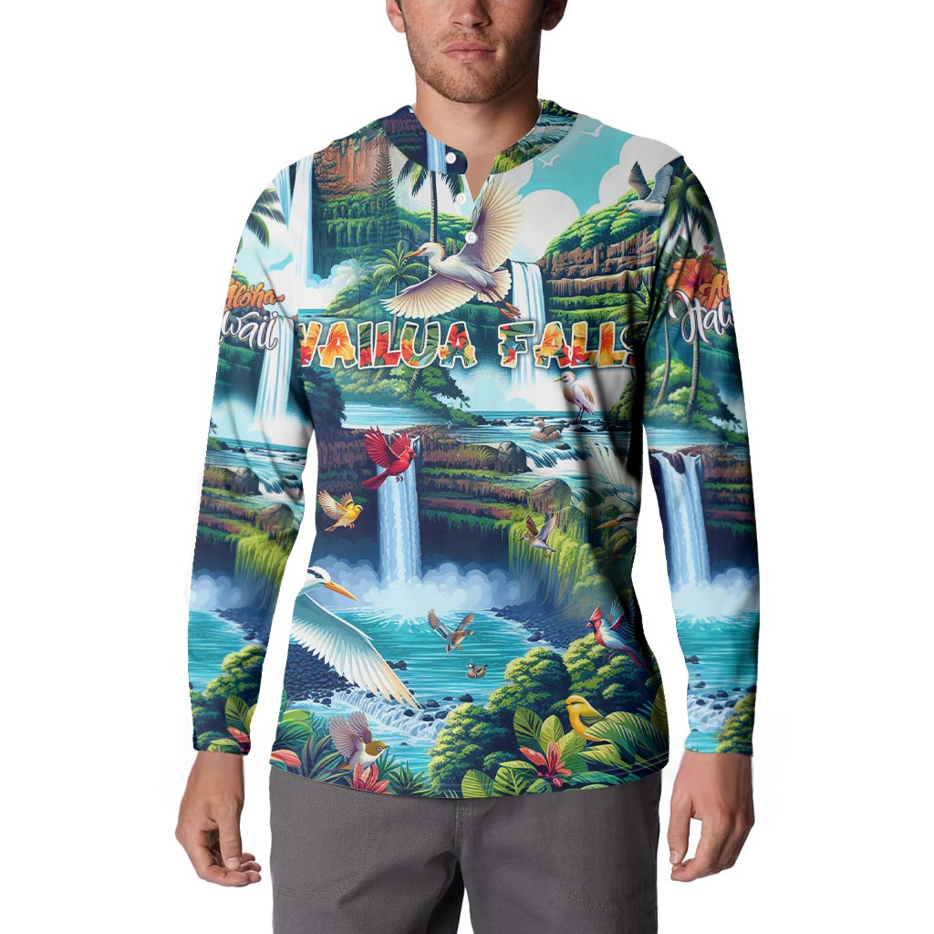Wailua Falls Hawaii Button Sweatshirt Kauai Natural Beauty DT02 - Polynesian Pride