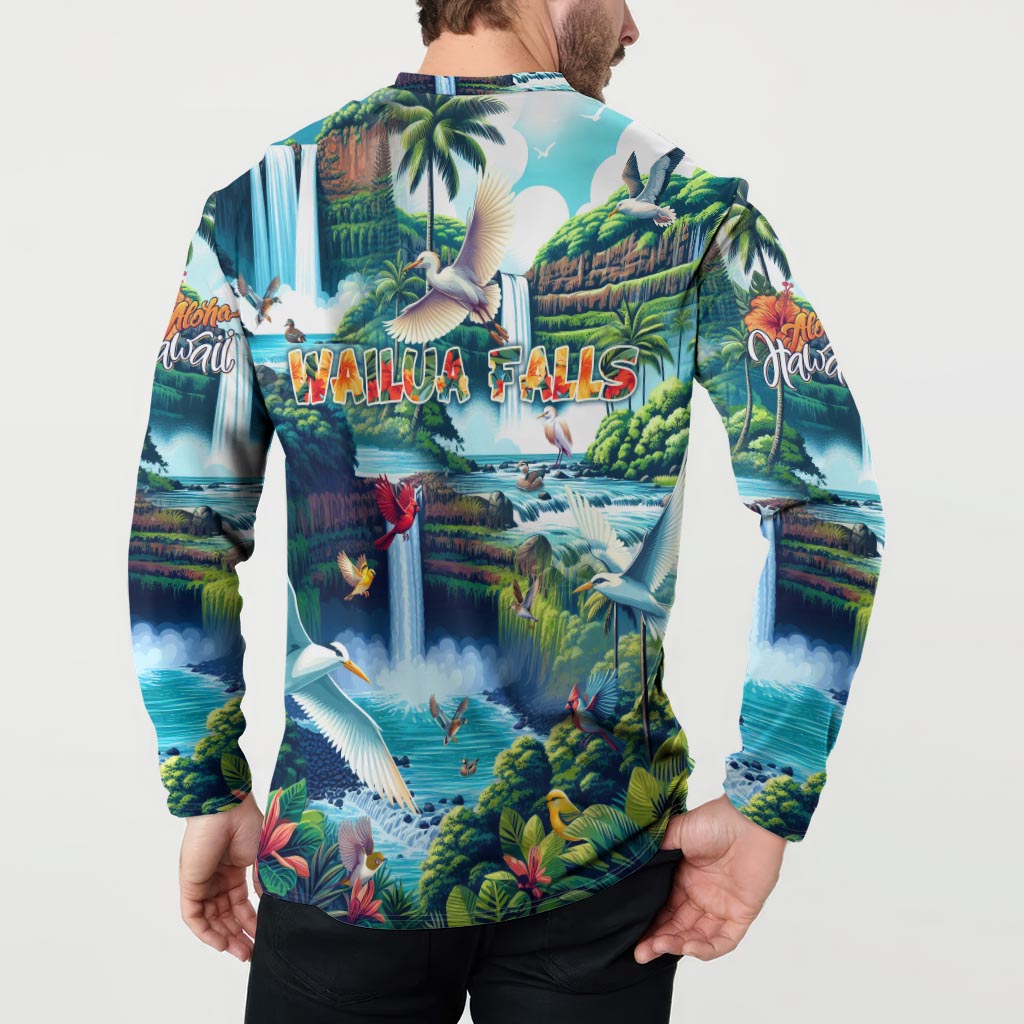 Wailua Falls Hawaii Button Sweatshirt Kauai Natural Beauty DT02 - Polynesian Pride