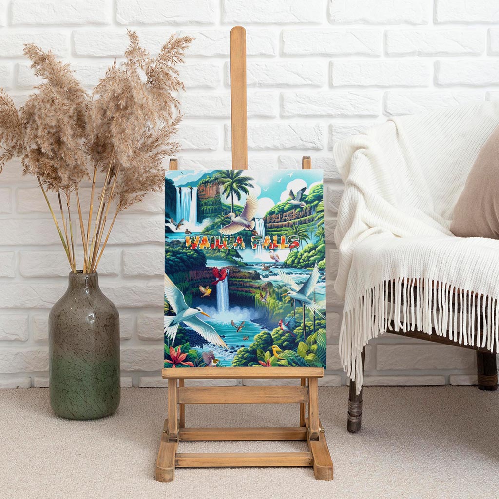 Wailua Falls Hawaii Canvas Wall Art Kauai Natural Beauty DT02 - Polynesian Pride