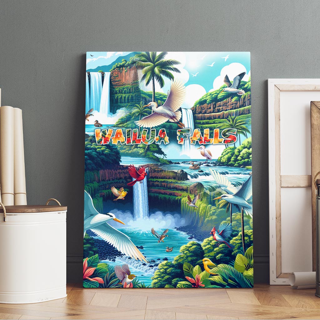 Wailua Falls Hawaii Canvas Wall Art Kauai Natural Beauty DT02 - Polynesian Pride