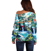 Wailua Falls Hawaii Off Shoulder Sweater Kauai Natural Beauty DT02 - Polynesian Pride