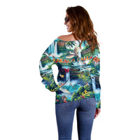 Wailua Falls Hawaii Off Shoulder Sweater Kauai Natural Beauty DT02 - Polynesian Pride