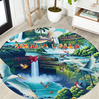 Wailua Falls Hawaii Round Carpet Kauai Natural Beauty DT02 Art - Polynesian Pride