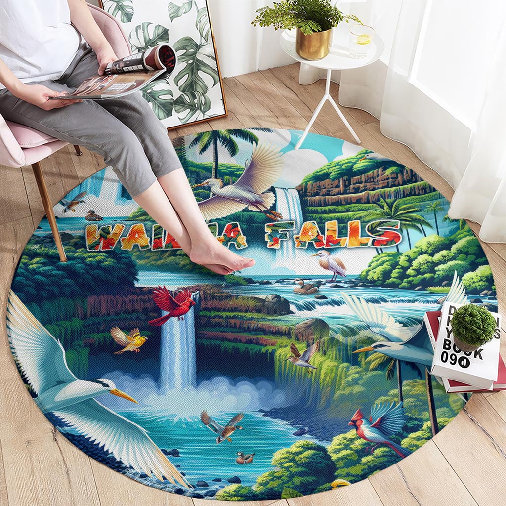 Wailua Falls Hawaii Round Carpet Kauai Natural Beauty DT02 - Polynesian Pride