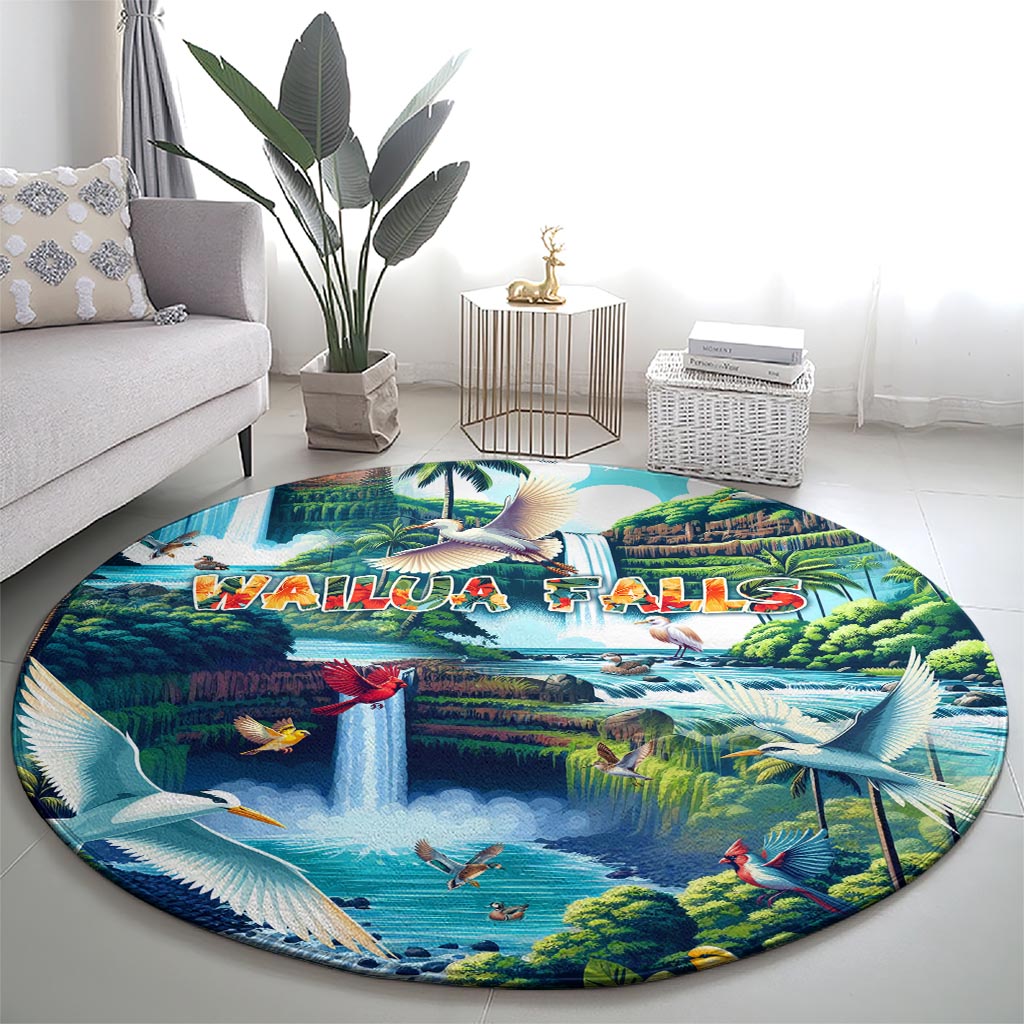 Wailua Falls Hawaii Round Carpet Kauai Natural Beauty DT02 - Polynesian Pride