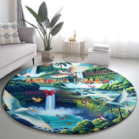 Wailua Falls Hawaii Round Carpet Kauai Natural Beauty DT02 - Polynesian Pride