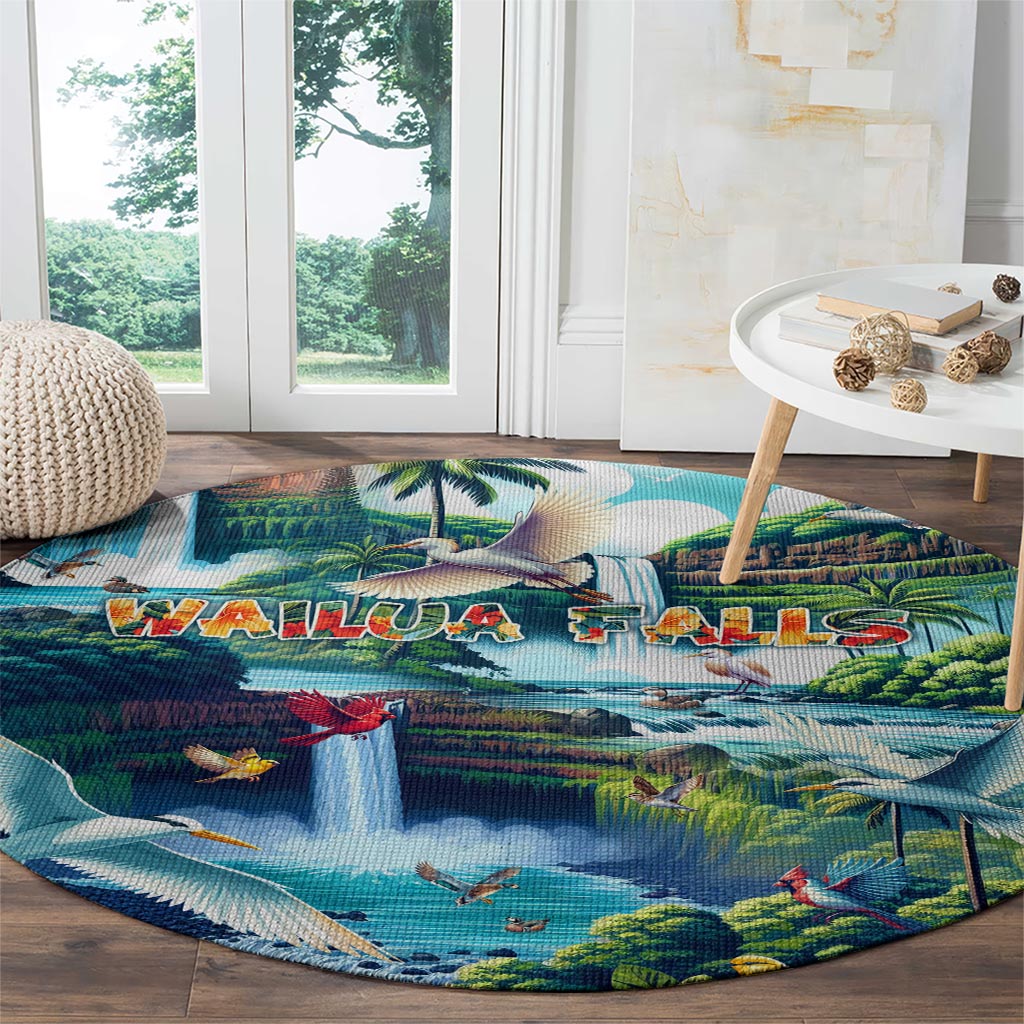 Wailua Falls Hawaii Round Carpet Kauai Natural Beauty DT02 - Polynesian Pride