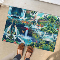 Wailua Falls Hawaii Rubber Doormat Kauai Natural Beauty DT02 - Polynesian Pride