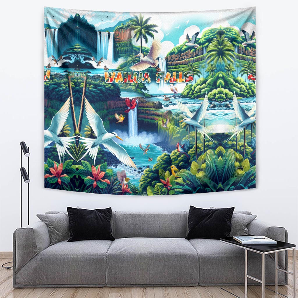 Wailua Falls Hawaii Tapestry Kauai Natural Beauty DT02 Art - Polynesian Pride