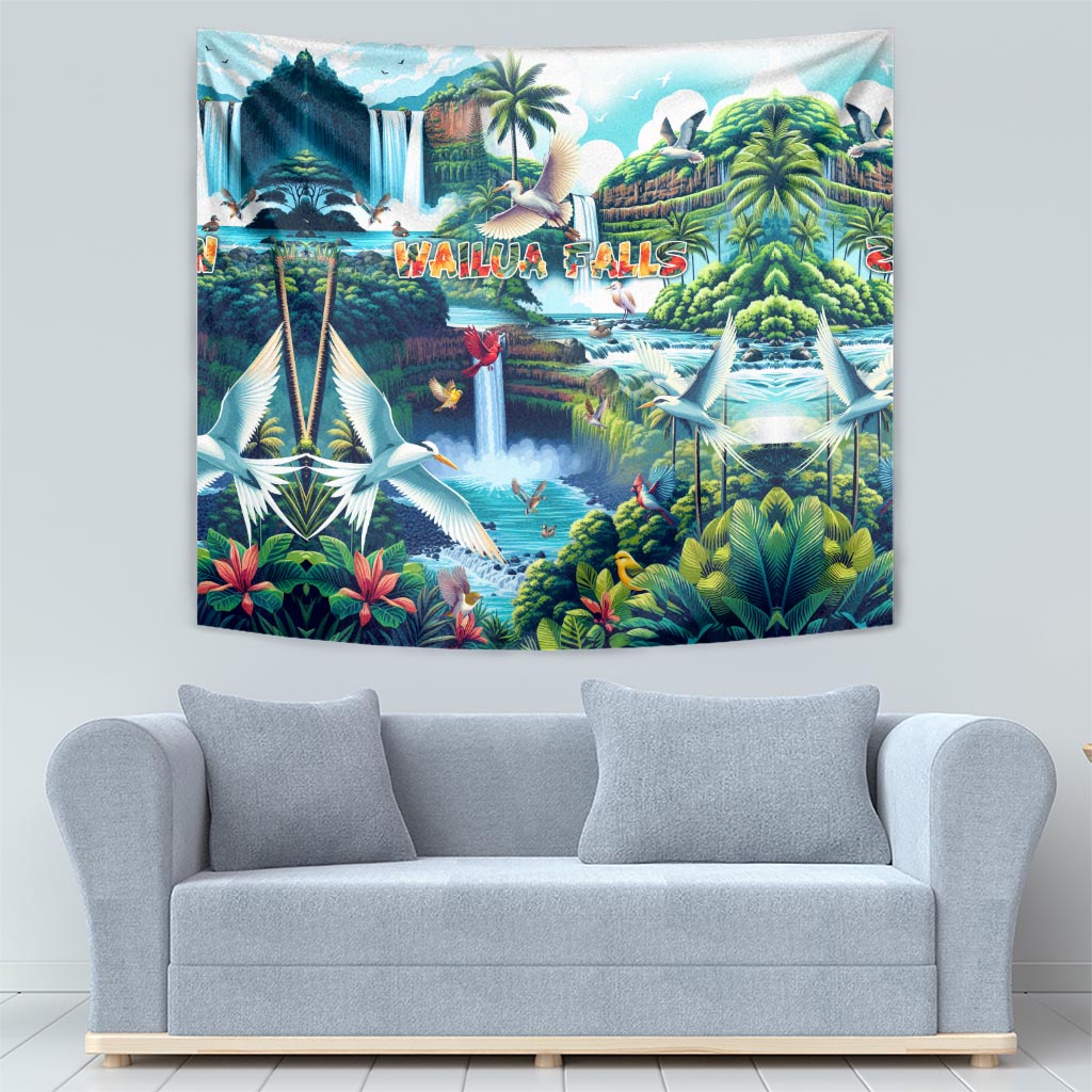 Wailua Falls Hawaii Tapestry Kauai Natural Beauty DT02 - Polynesian Pride