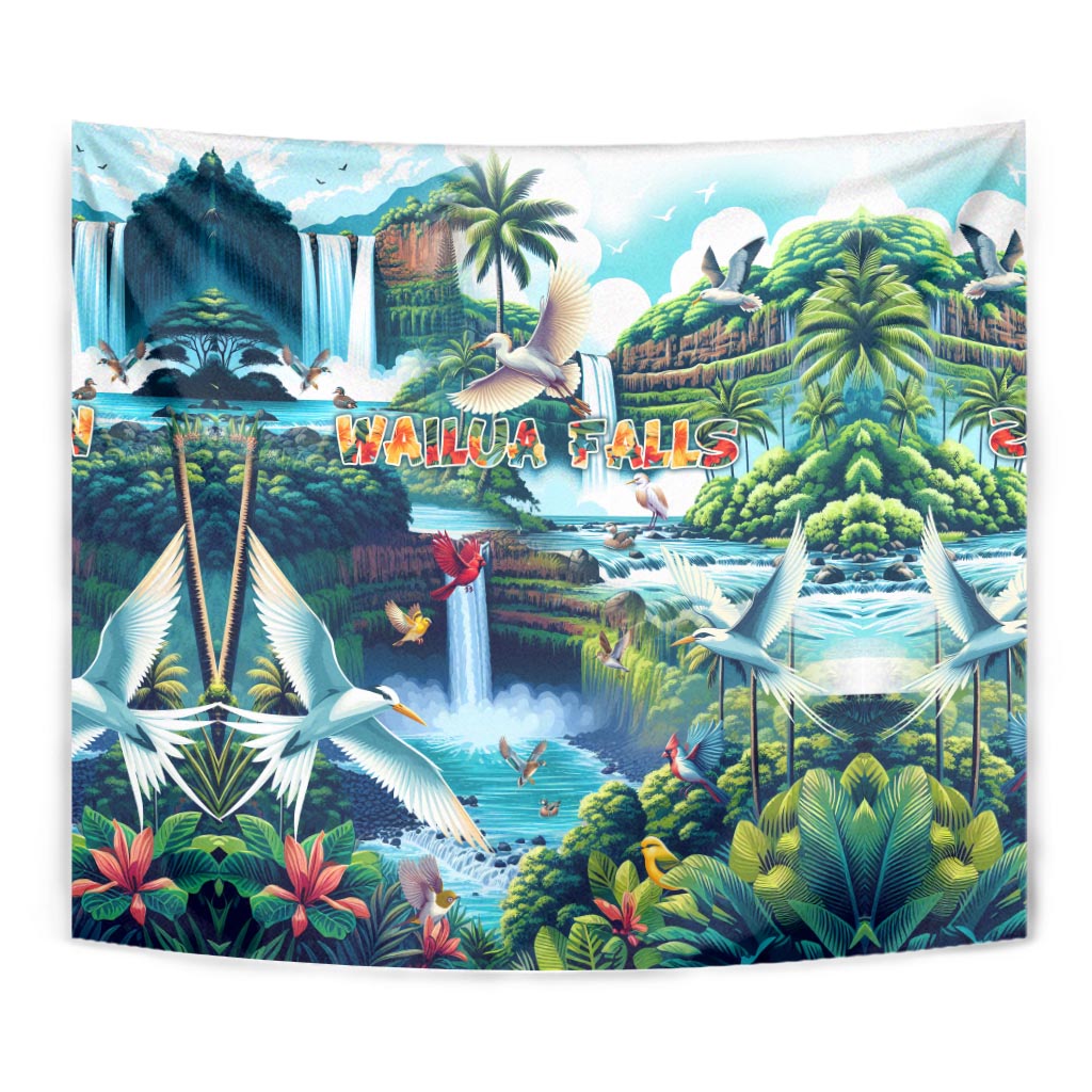 Wailua Falls Hawaii Tapestry Kauai Natural Beauty DT02 - Polynesian Pride