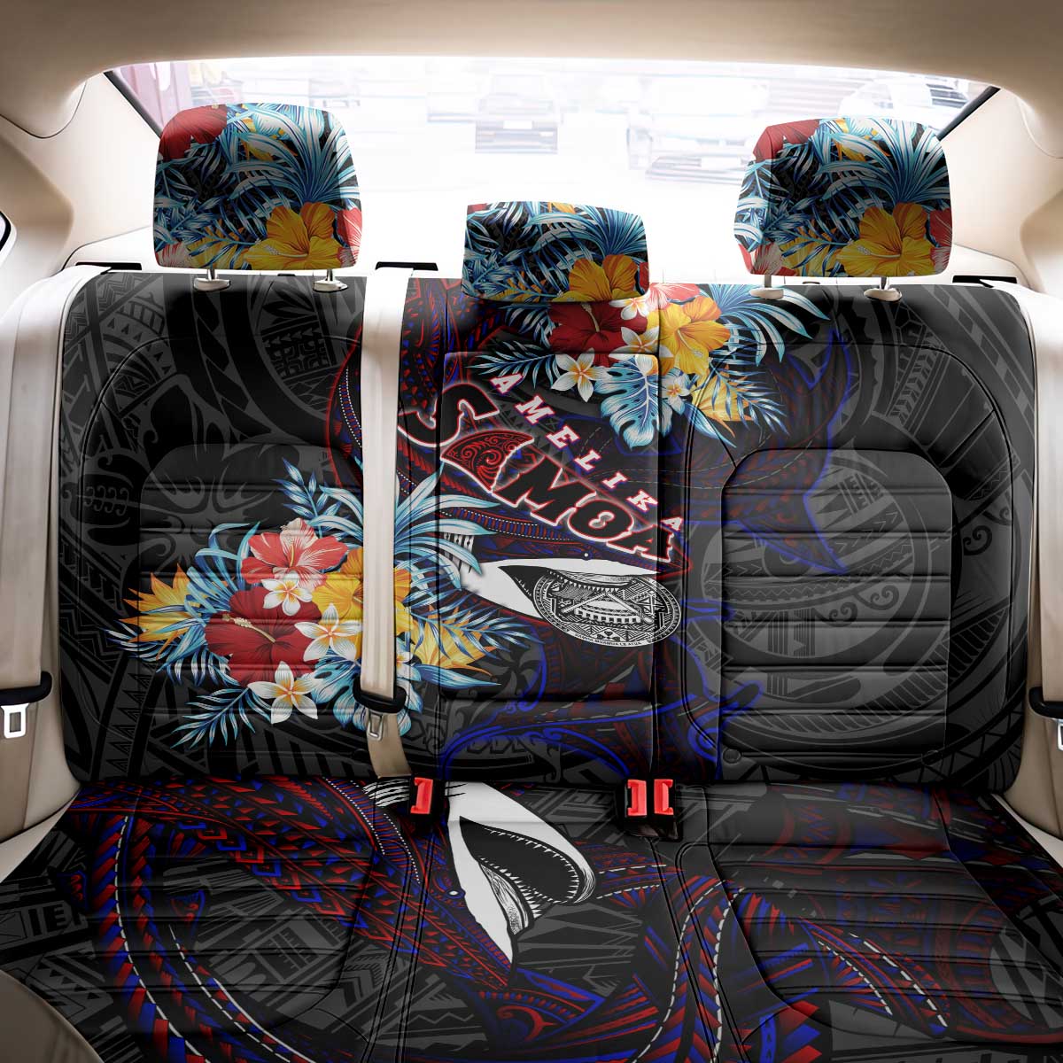 Amelika Samoa Sharks Polynesia Back Car Seat Cover American Samoa DT02 - Polynesian Pride