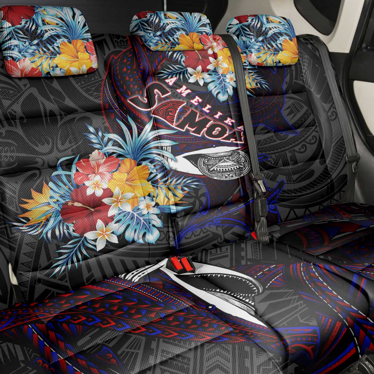 Amelika Samoa Sharks Polynesia Back Car Seat Cover American Samoa DT02 - Polynesian Pride