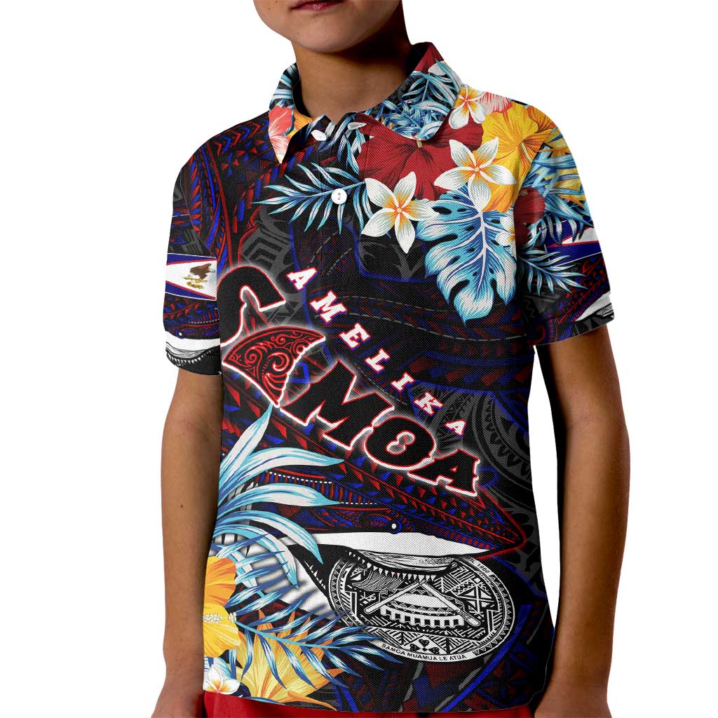 Personalized Amelika Samoa Sharks Polynesia Kid Polo Shirt American Samoa DT02 Kid Black - Polynesian Pride