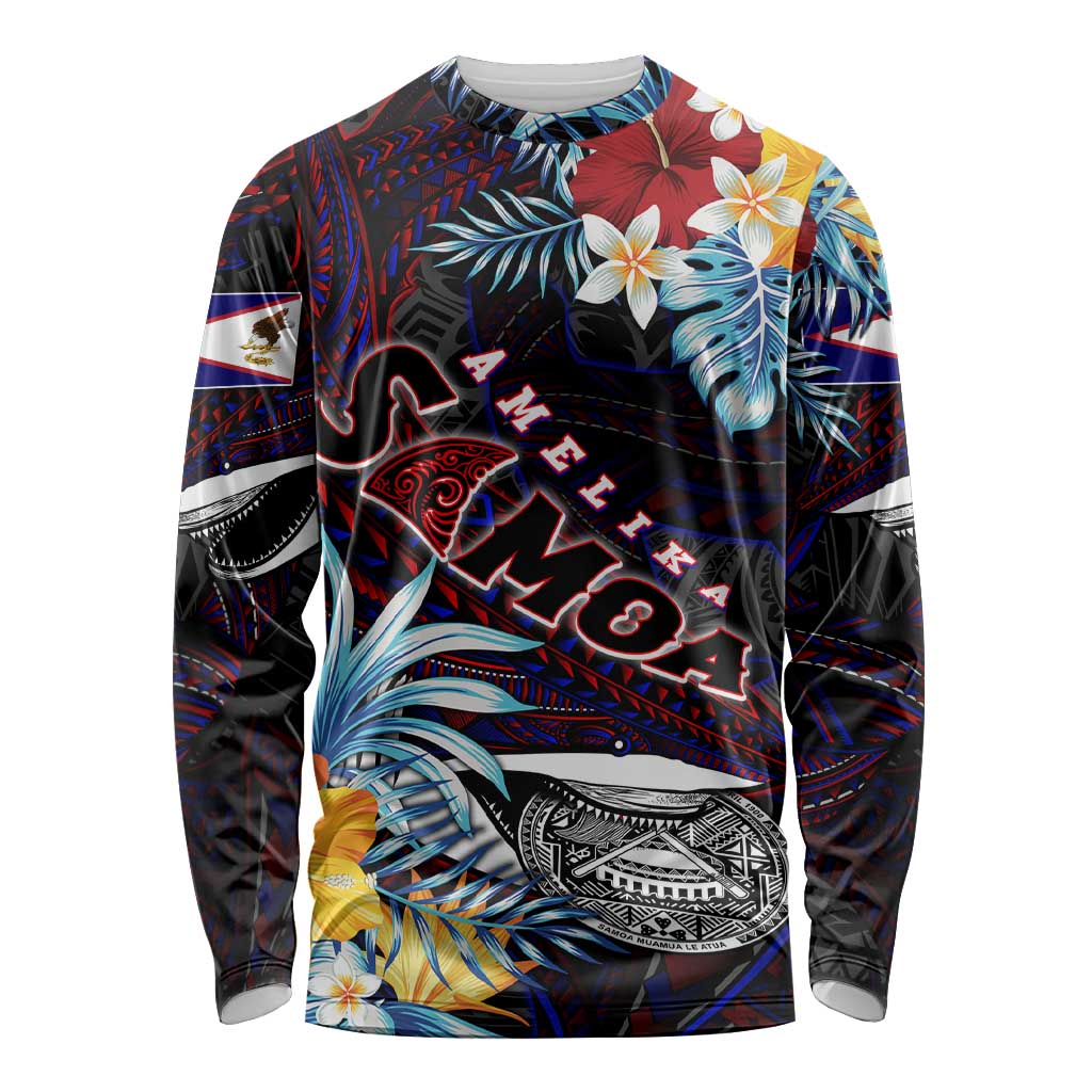 Personalized Amelika Samoa Sharks Polynesia Long Sleeve Shirt American Samoa