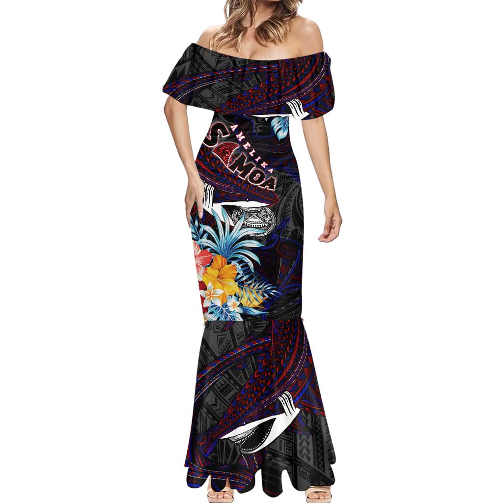 Personalized Amelika Samoa Sharks Polynesia Mermaid Dress American Samoa DT02 - Polynesian Pride
