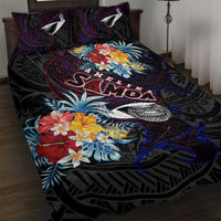 Amelika Samoa Sharks Polynesia Quilt Bed Set American Samoa DT02 Black - Polynesian Pride