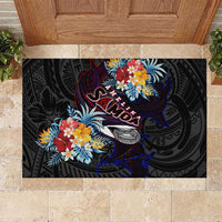 Amelika Samoa Sharks Polynesia Rubber Doormat American Samoa DT02 Black - Polynesian Pride