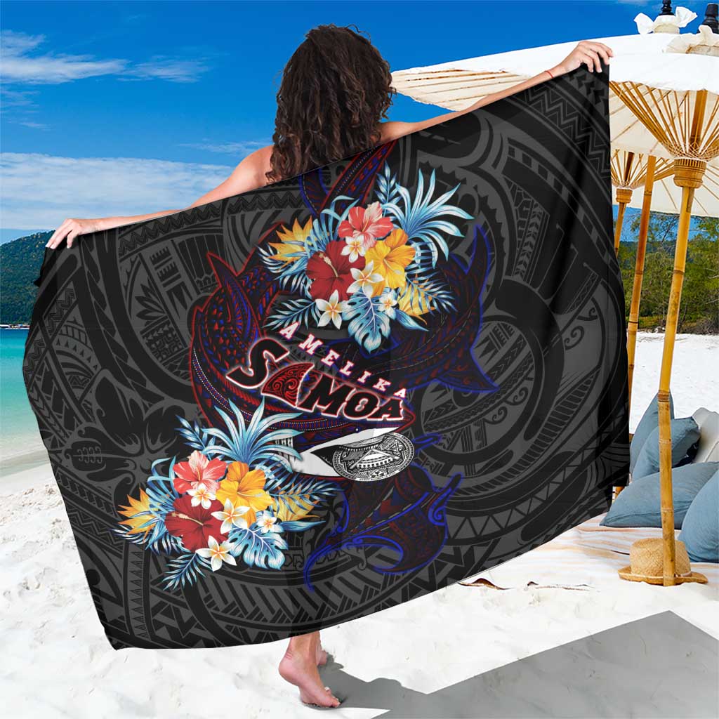 Amelika Samoa Sharks Polynesia Sarong American Samoa DT02 One Size 44 x 66 inches Black - Polynesian Pride