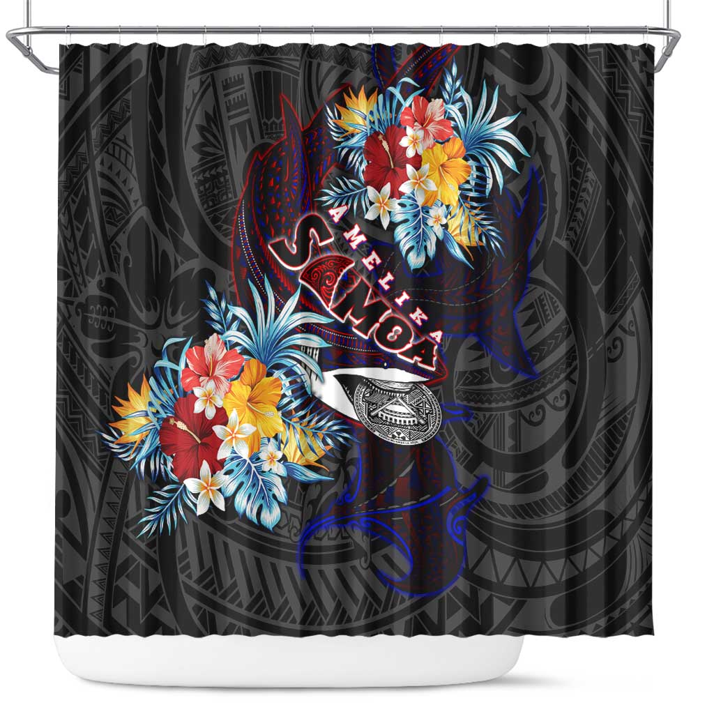 Amelika Samoa Sharks Polynesia Shower Curtain American Samoa DT02 Black - Polynesian Pride