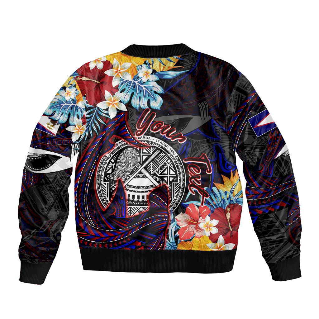 Personalized Amelika Samoa Sharks Polynesia Sleeve Zip Bomber Jacket American Samoa DT02 - Polynesian Pride