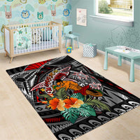 American Samoa Warrior Area Rug Shark Turtle Polynesian Tattoo DT02 - Polynesian Pride