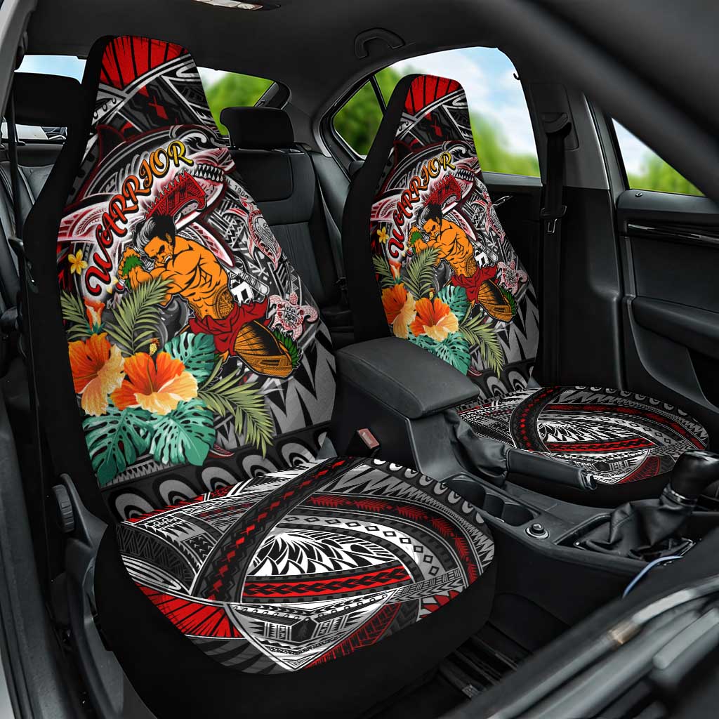 American Samoa Warrior Car Seat Cover Shark Turtle Polynesian Tattoo DT02 One Size Black - Polynesian Pride