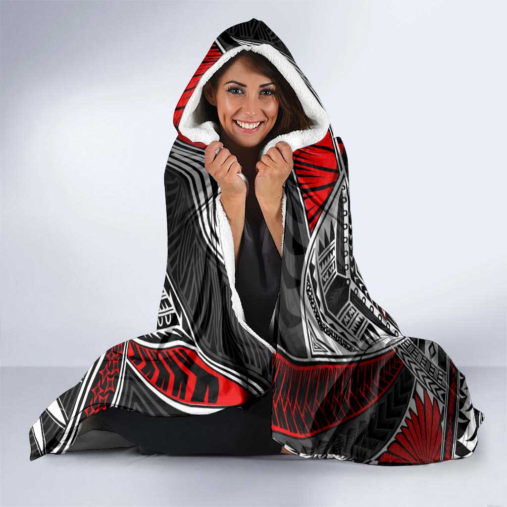 American Samoa Warrior Hooded Blanket Shark Turtle Polynesian Tattoo DT02 - Polynesian Pride