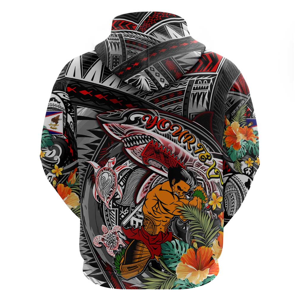 Personalized American Samoa Warrior Hoodie Shark Turtle Polynesian Tattoo DT02 - Polynesian Pride