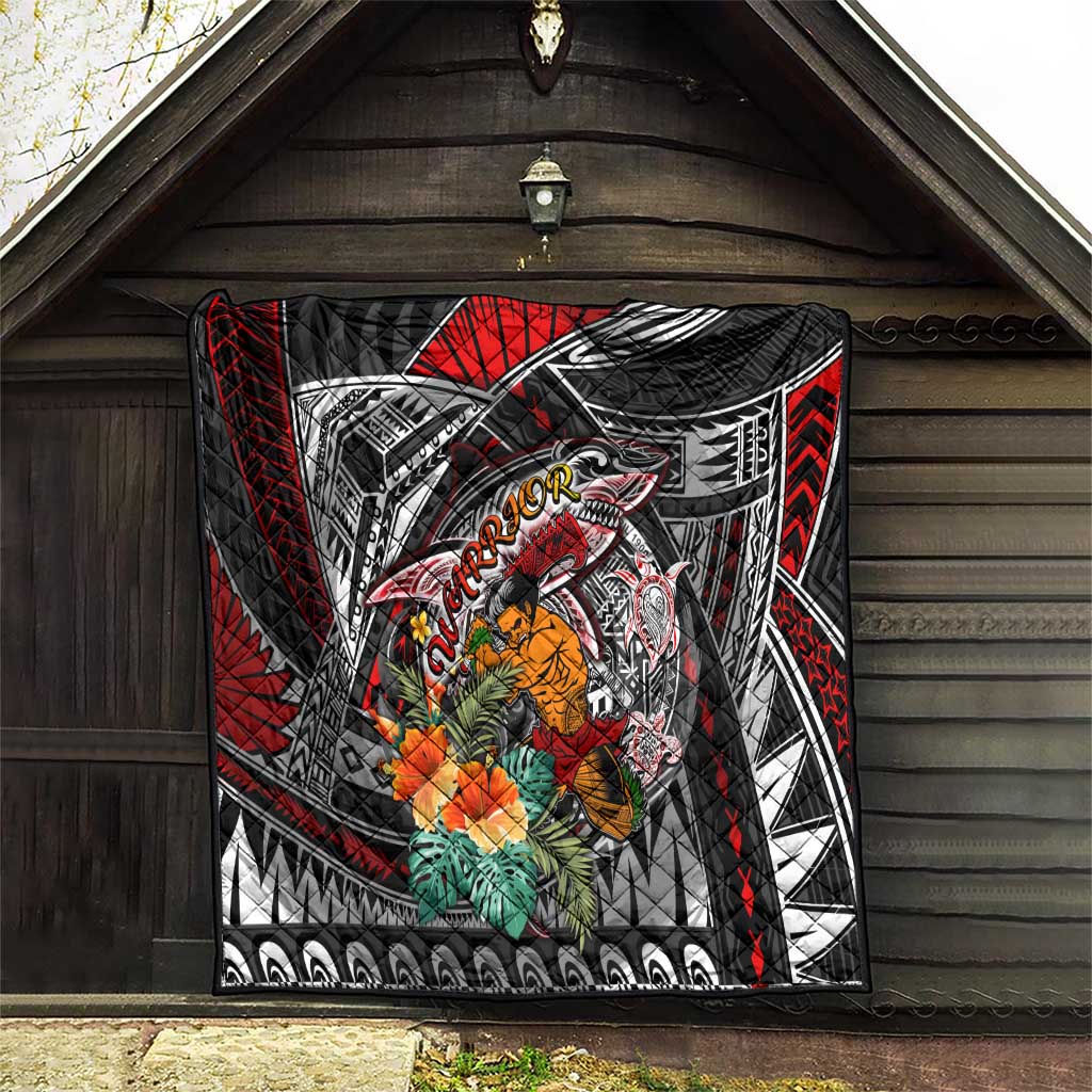 American Samoa Warrior Quilt Shark Turtle Polynesian Tattoo DT02 - Polynesian Pride