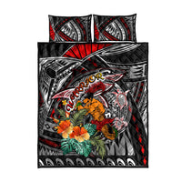 American Samoa Warrior Quilt Bed Set Shark Turtle Polynesian Tattoo DT02 - Polynesian Pride