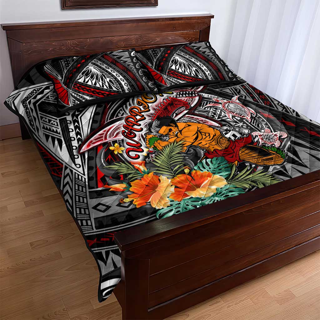 American Samoa Warrior Quilt Bed Set Shark Turtle Polynesian Tattoo DT02 - Polynesian Pride