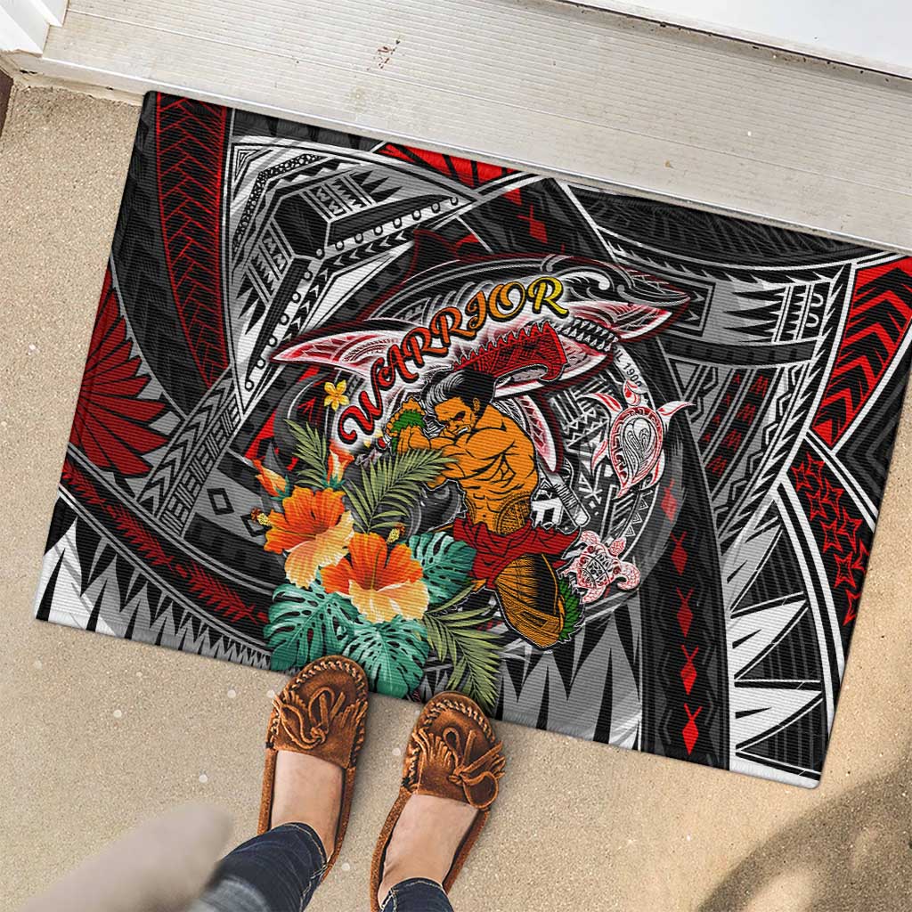 American Samoa Warrior Rubber Doormat Shark Turtle Polynesian Tattoo DT02 - Polynesian Pride