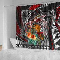 American Samoa Warrior Shower Curtain Shark Turtle Polynesian Tattoo DT02 - Polynesian Pride
