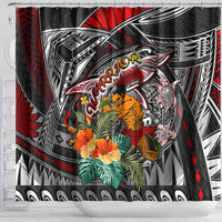 American Samoa Warrior Shower Curtain Shark Turtle Polynesian Tattoo DT02 - Polynesian Pride