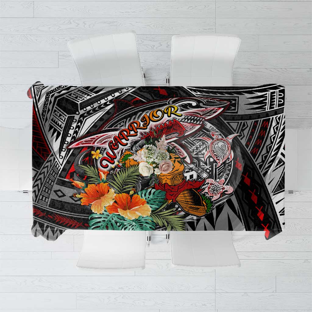 American Samoa Warrior Tablecloth Shark Turtle Polynesian Tattoo