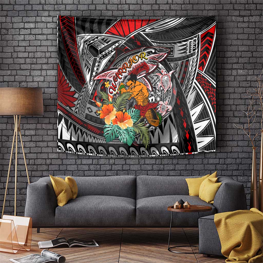 American Samoa Warrior Tapestry Shark Turtle Polynesian Tattoo DT02 - Polynesian Pride