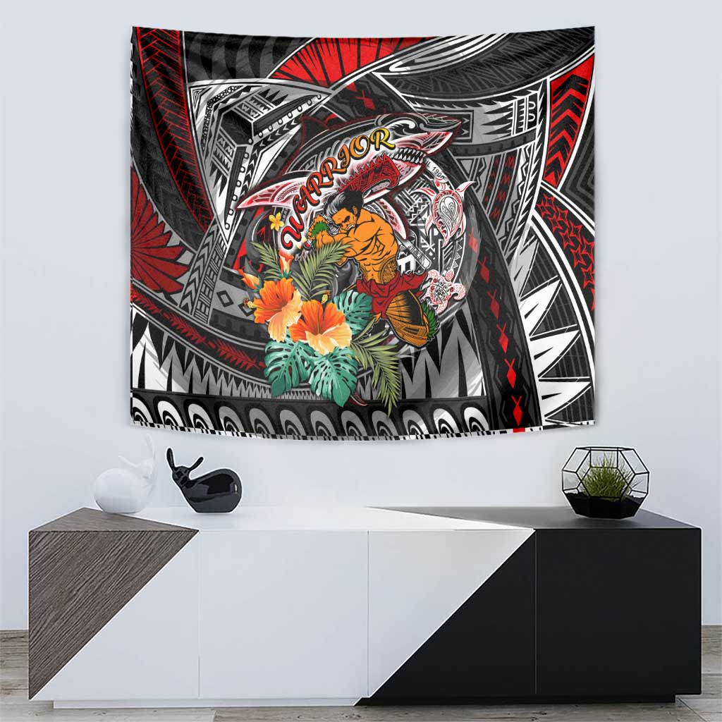 American Samoa Warrior Tapestry Shark Turtle Polynesian Tattoo DT02 - Polynesian Pride